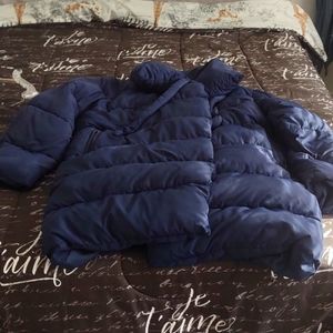 Navy Blue puffy 3)4 coat